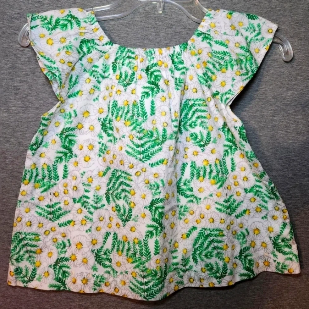 Gymboree‎ Girls White Yellow Green Daisy Print Shirt/ Top NWT S Sz (5-6) Lined